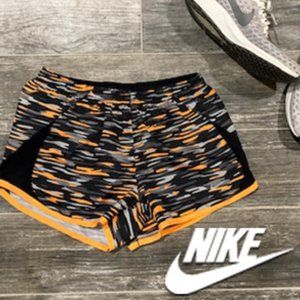 NWOT Nike  black & orange print running shorts  XS